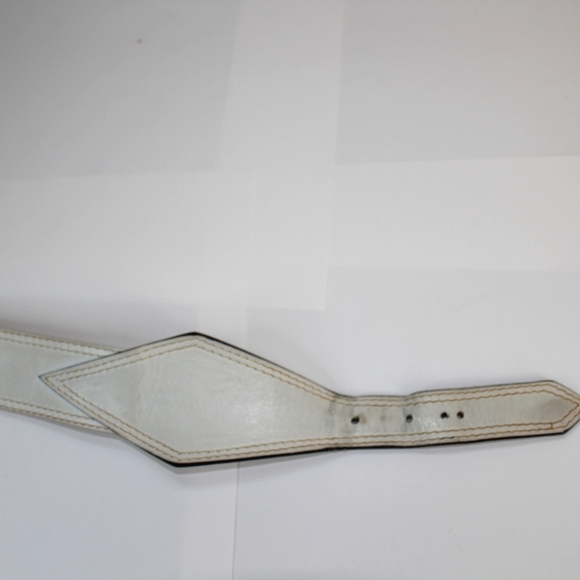 RARE Vintage Salvatore Ferragamo White Western Leather Tip Gold accent Belt SZ S main image 13